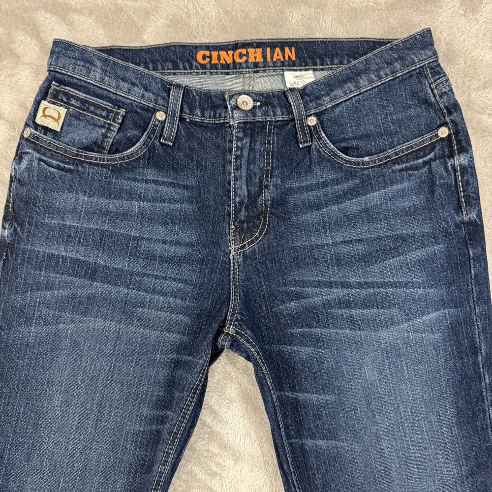 Cinch Ian Slim Fit Bootcut Jeans 33x34 Dark Wash Stretch Denim Cowboy Workwear - Picture 7 of 16